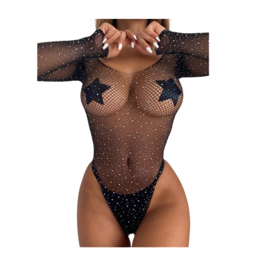1-Piece Sexy Hollow-Out Lingerie Bodysuit, Sheer Bodystocking
